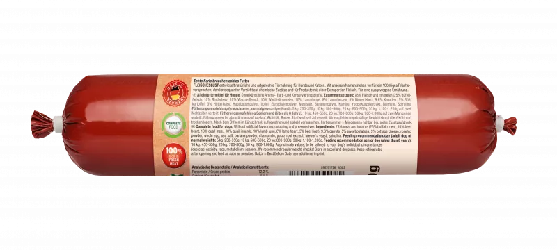 Goldener Oktober Rind, Wachtel und Lamm mit Spirulina, Kamille u. Hüttenkäse 400g